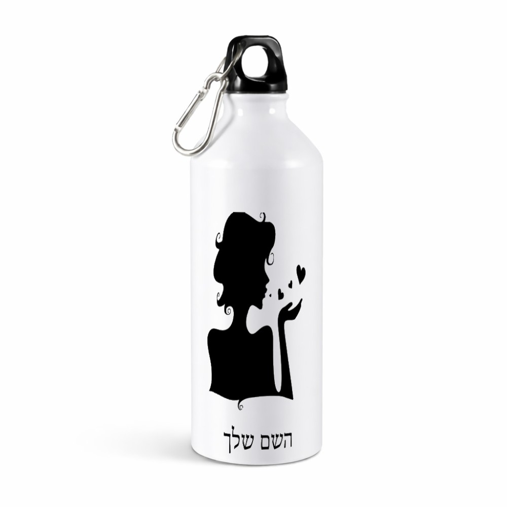 בקבוק מים ספורטיבי 500 מ"ל בעיצוב אישי עם השם שלך בעיצוב אהבת נשים גודל 19 × 7 ס"מ