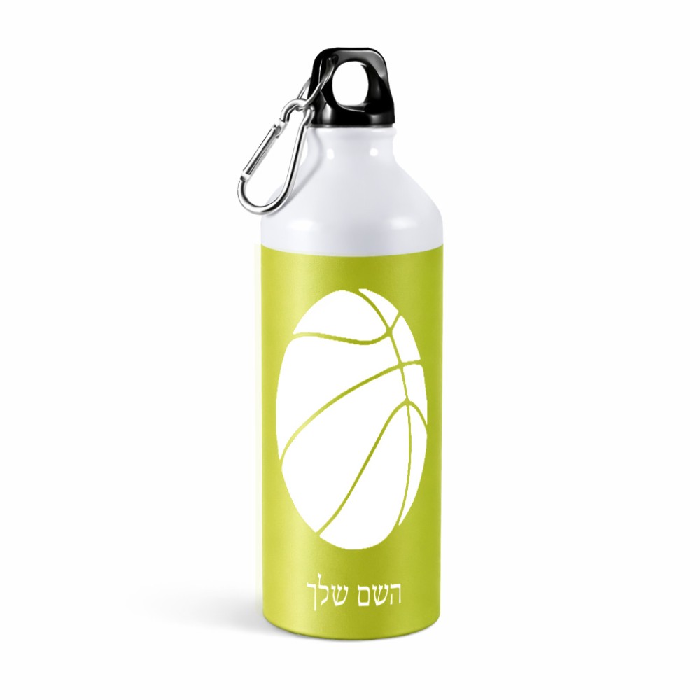 בקבוק מים ספורטיבי 500 מ"ל בעיצוב אישי עם השם שלך בעיצוב כדורסל גודל 19 × 7 ס"מ
