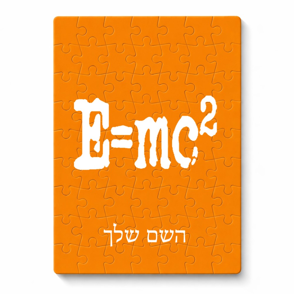 פאזל 80 חלקים בעיצוב אישי עם השם שלך בעיצוב נוסחת אלברט איינשטיין מידות הארנק 14 × 20 ס"מ