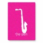 פאזל 80 חלקים בעיצוב אישי עם השם שלך בעיצוב סקסופון מידות הארנק 14 × 20 ס"מ