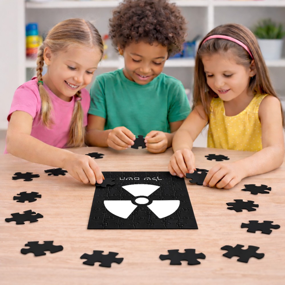 פאזל 80 חלקים בעיצוב אישי עם השם שלך בעיצוב פצצת אטום גרעינית מידות הארנק 14 × 20 ס"מ