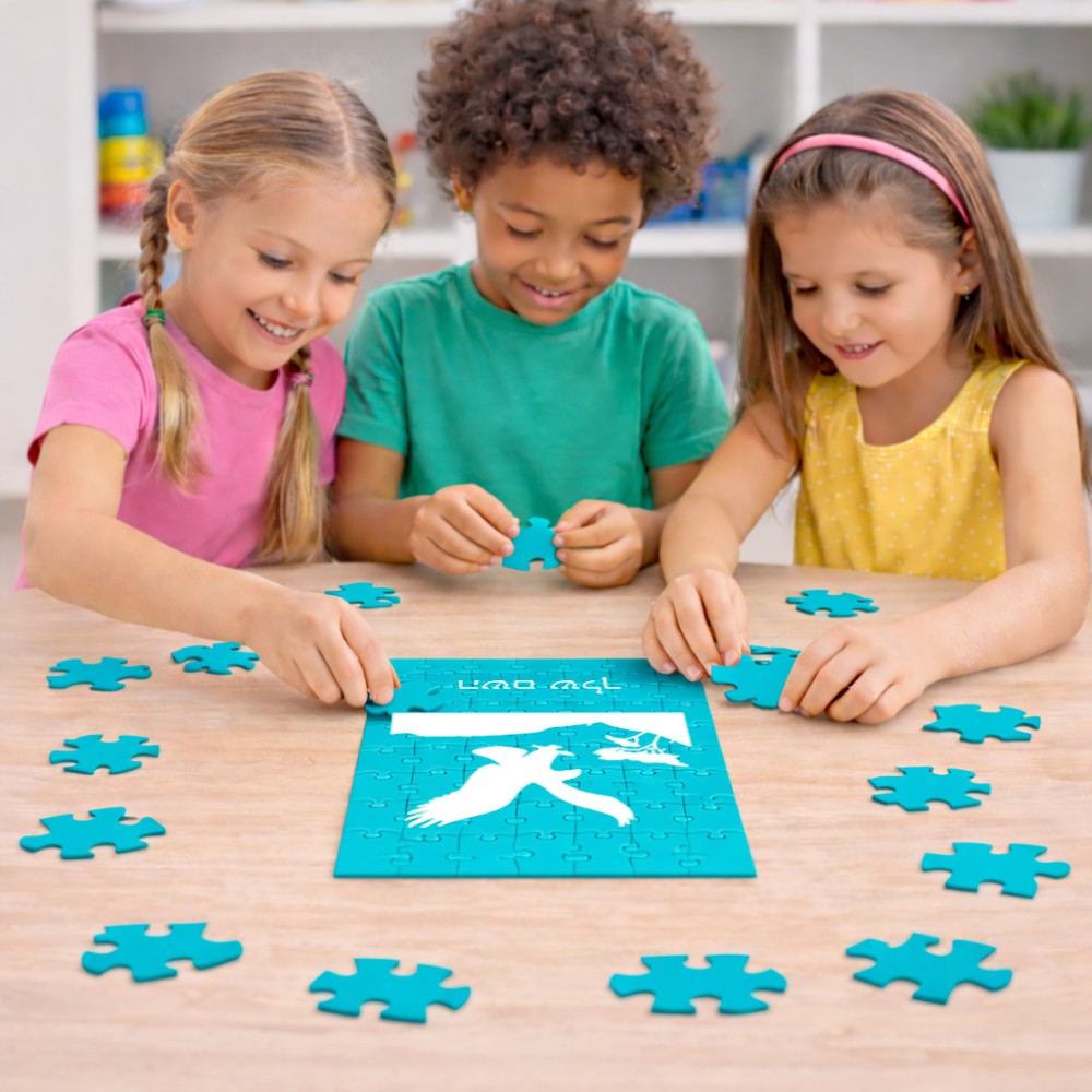 פאזל 80 חלקים בעיצוב אישי עם השם שלך בעיצוב נשר אמריקאי מידות הארנק 14 × 20 ס"מ