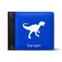 ארנק עור שחור בעיצוב אישי עם השם שלך בעיצוב דינוזאור מידות הארנק 9.5 × 11 ס"מ