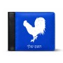 ארנק עור שחור בעיצוב אישי עם השם שלך בעיצוב תרנגול מידות הארנק 9.5 × 11 ס"מ