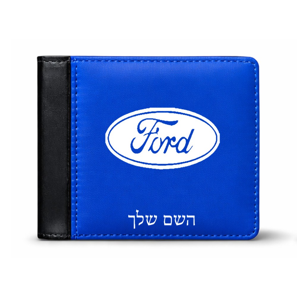 ארנק עור שחור בעיצוב אישי עם השם שלך בעיצוב לחצות מידות הארנק 9.5 × 11 ס"מ