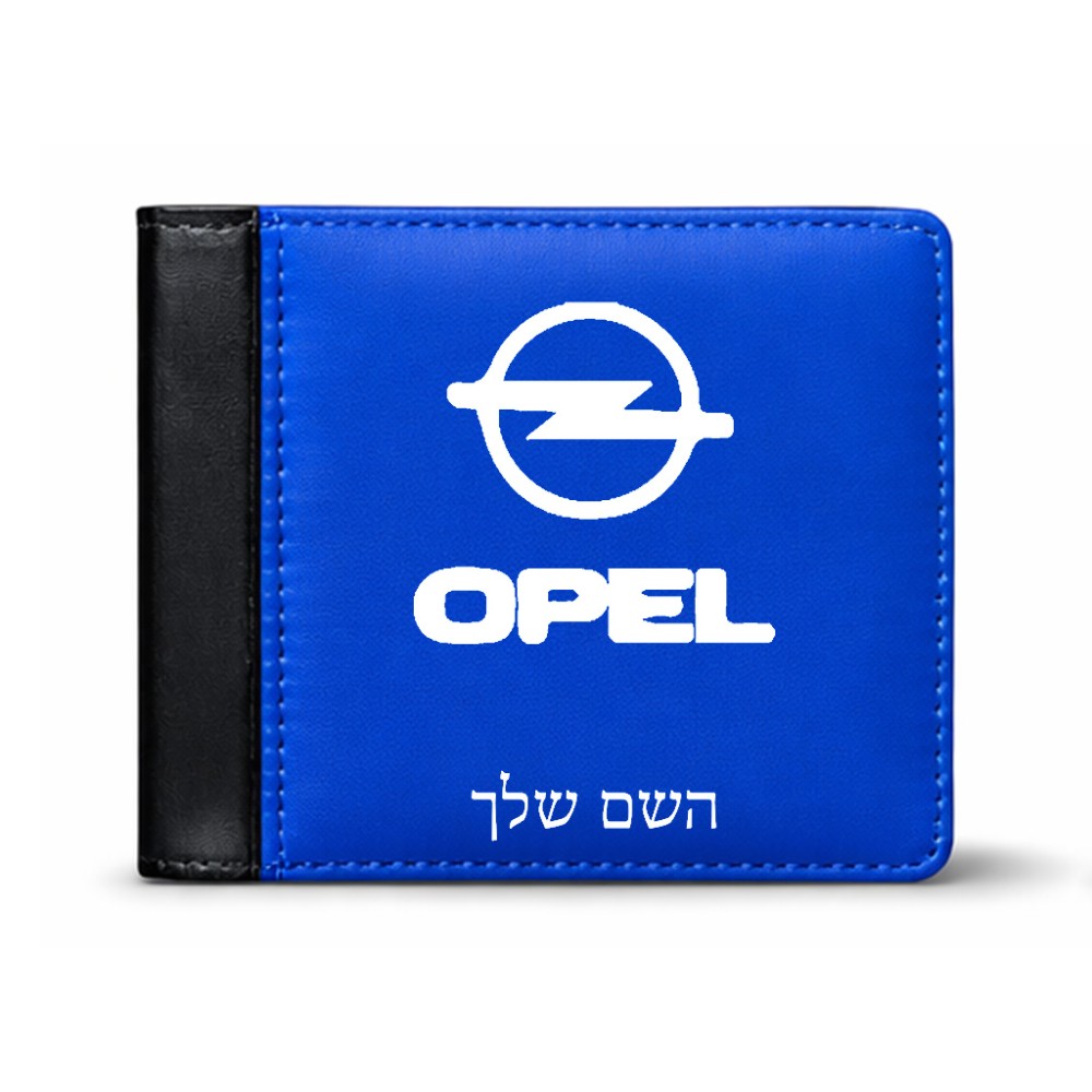 ארנק עור שחור בעיצוב אישי עם השם שלך בעיצוב אופל מידות הארנק 9.5 × 11 ס"מ