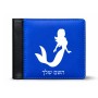 ארנק עור שחור בעיצוב אישי עם השם שלך בעיצוב בתולת ים - אישה מידות הארנק 9.5 × 11 ס"מ