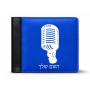 ארנק עור שחור בעיצוב אישי עם השם שלך בעיצוב מיקרופון מידות הארנק 9.5 × 11 ס"מ