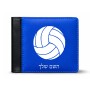 ארנק עור שחור בעיצוב אישי עם השם שלך בעיצוב כדור כדורעף מידות הארנק 9.5 × 11 ס"מ