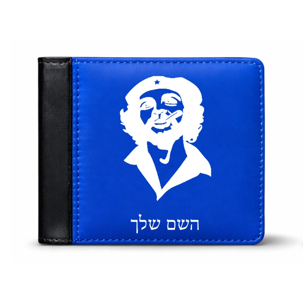 ארנק עור שחור בעיצוב אישי עם השם שלך בעיצוב צ'ה גווארה מידות הארנק 9.5 × 11 ס"מ