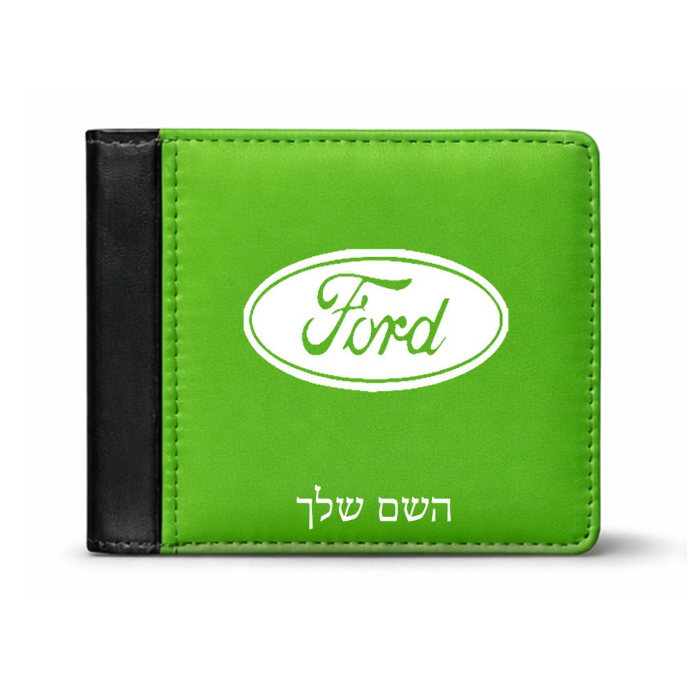 ארנק עור שחור בעיצוב אישי עם השם שלך בעיצוב לחצות מידות הארנק 9.5 × 11 ס"מ