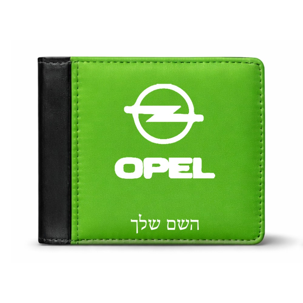 ארנק עור שחור בעיצוב אישי עם השם שלך בעיצוב אופל מידות הארנק 9.5 × 11 ס"מ