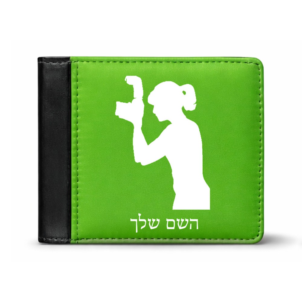 ארנק עור שחור בעיצוב אישי עם השם שלך בעיצוב צלמת - אישה מידות הארנק 9.5 × 11 ס"מ