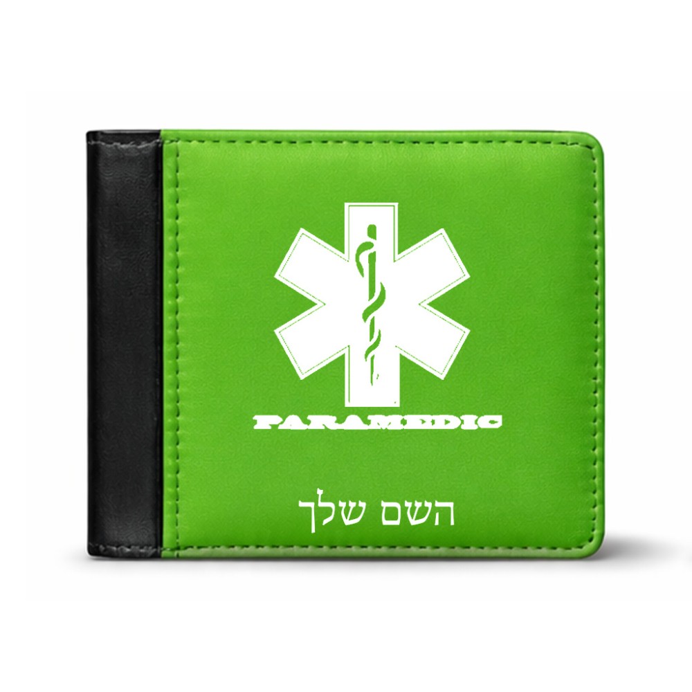 ארנק עור שחור בעיצוב אישי עם השם שלך בעיצוב חובש מידות הארנק 9.5 × 11 ס"מ