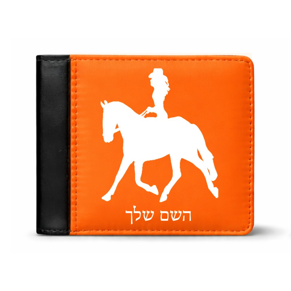 ארנק עור שחור בעיצוב אישי עם השם שלך בעיצוב קאוגירל - אישה מידות הארנק 9.5 × 11 ס"מ