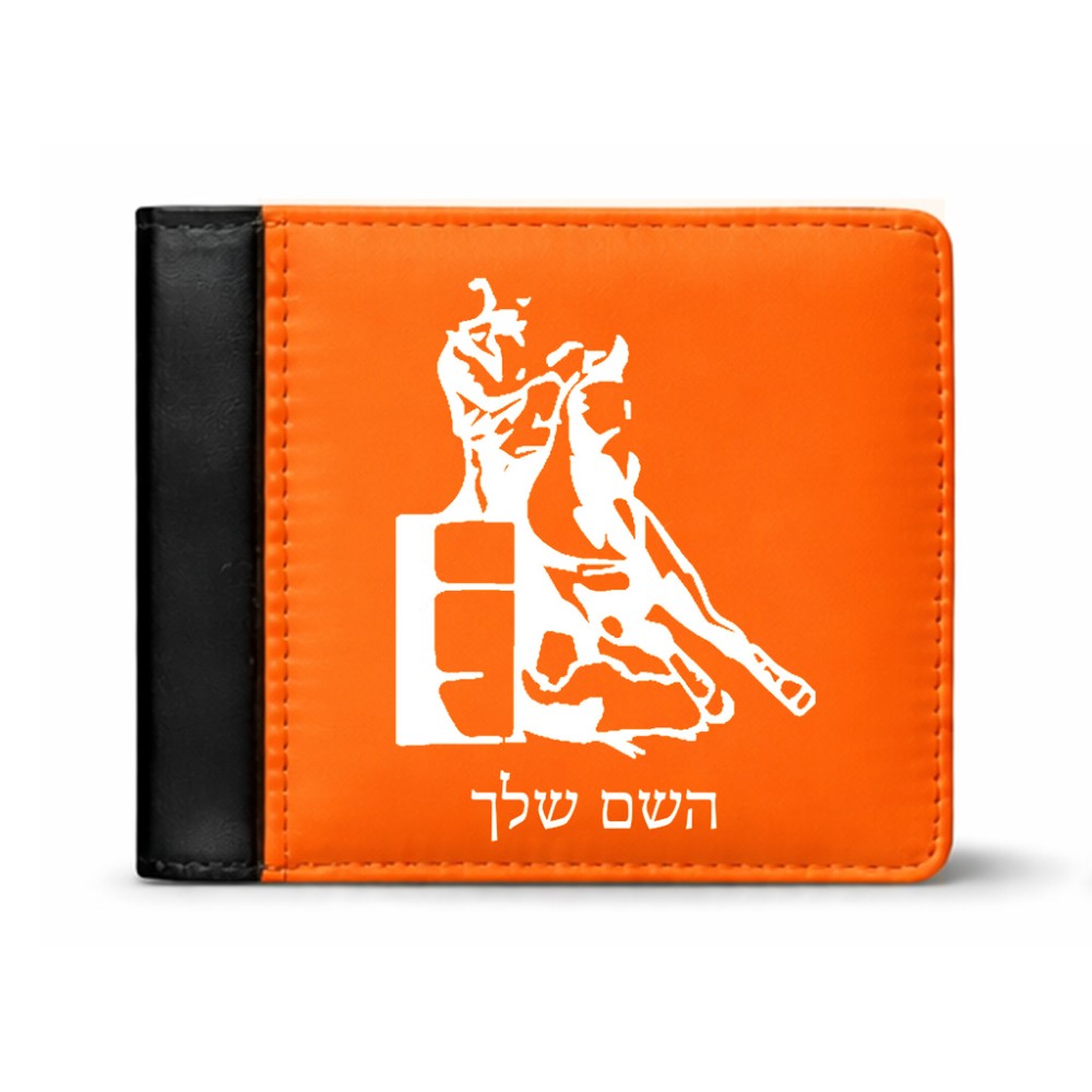 ארנק עור שחור בעיצוב אישי עם השם שלך בעיצוב קאוגירל מידות הארנק 9.5 × 11 ס"מ