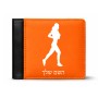 ארנק עור שחור בעיצוב אישי עם השם שלך בעיצוב רץ רץ אישה מידות הארנק 9.5 × 11 ס"מ