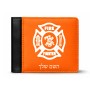 ארנק עור שחור בעיצוב אישי עם השם שלך בעיצוב כבאי - תגית מידות הארנק 9.5 × 11 ס"מ