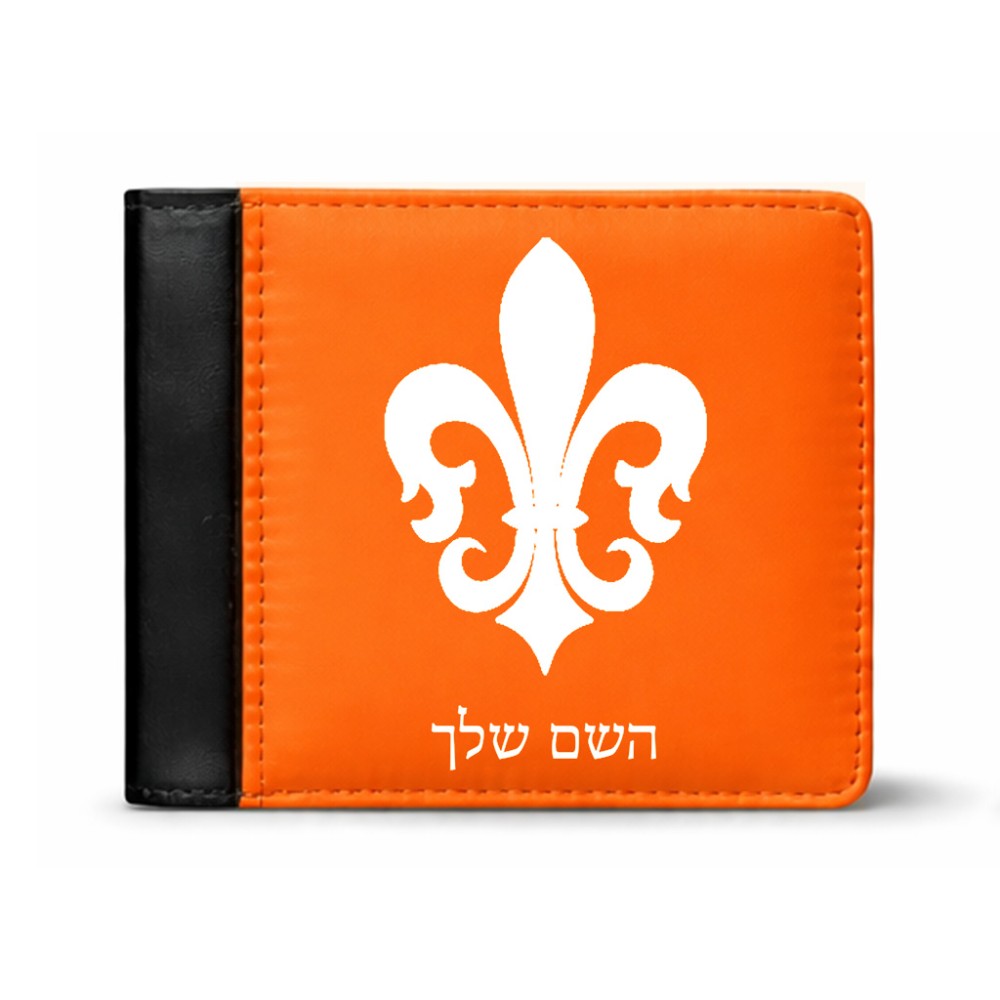 ארנק עור שחור בעיצוב אישי עם השם שלך בעיצוב פרחי פרחים - צרפת מידות הארנק 9.5 × 11 ס"מ
