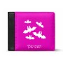 ארנק עור שחור בעיצוב אישי עם השם שלך בעיצוב עטלפים מידות הארנק 9.5 × 11 ס"מ