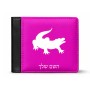 ארנק עור שחור בעיצוב אישי עם השם שלך בעיצוב תנין מידות הארנק 9.5 × 11 ס"מ