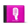 ארנק עור שחור בעיצוב אישי עם השם שלך בעיצוב מיקרופון מידות הארנק 9.5 × 11 ס"מ