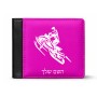 ארנק עור שחור בעיצוב אישי עם השם שלך בעיצוב אופנוע שלג מידות הארנק 9.5 × 11 ס"מ