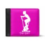 ארנק עור שחור בעיצוב אישי עם השם שלך בעיצוב אימון ספינינג - אישה מידות הארנק 9.5 × 11 ס"מ