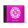 ארנק עור שחור בעיצוב אישי עם השם שלך בעיצוב כבאי - תגית מידות הארנק 9.5 × 11 ס"מ