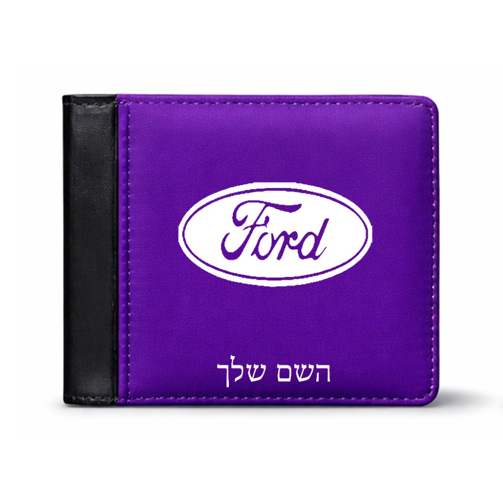 ארנק עור שחור בעיצוב אישי עם השם שלך בעיצוב לחצות מידות הארנק 9.5 × 11 ס"מ