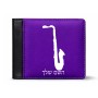 ארנק עור שחור בעיצוב אישי עם השם שלך בעיצוב סקסופון מידות הארנק 9.5 × 11 ס"מ