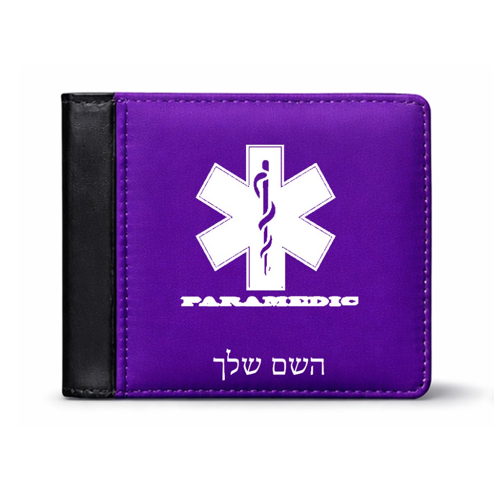 ארנק עור שחור בעיצוב אישי עם השם שלך בעיצוב חובש מידות הארנק 9.5 × 11 ס"מ
