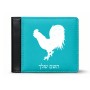 ארנק עור שחור בעיצוב אישי עם השם שלך בעיצוב תרנגול מידות הארנק 9.5 × 11 ס"מ