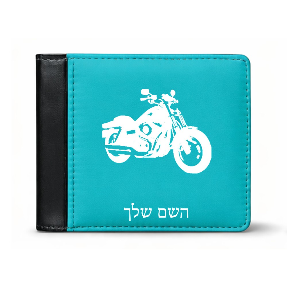 ארנק עור שחור בעיצוב אישי עם השם שלך בעיצוב הארלי-דיווידסון מידות הארנק 9.5 × 11 ס"מ