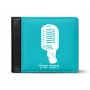 ארנק עור שחור בעיצוב אישי עם השם שלך בעיצוב מיקרופון מידות הארנק 9.5 × 11 ס"מ