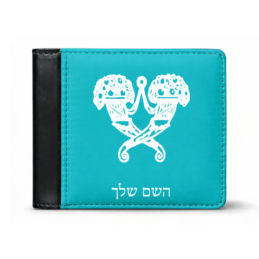 ארנק עור שחור בעיצוב אישי עם השם שלך בעיצוב פרחי קרן מידות הארנק 9.5 × 11 ס"מ