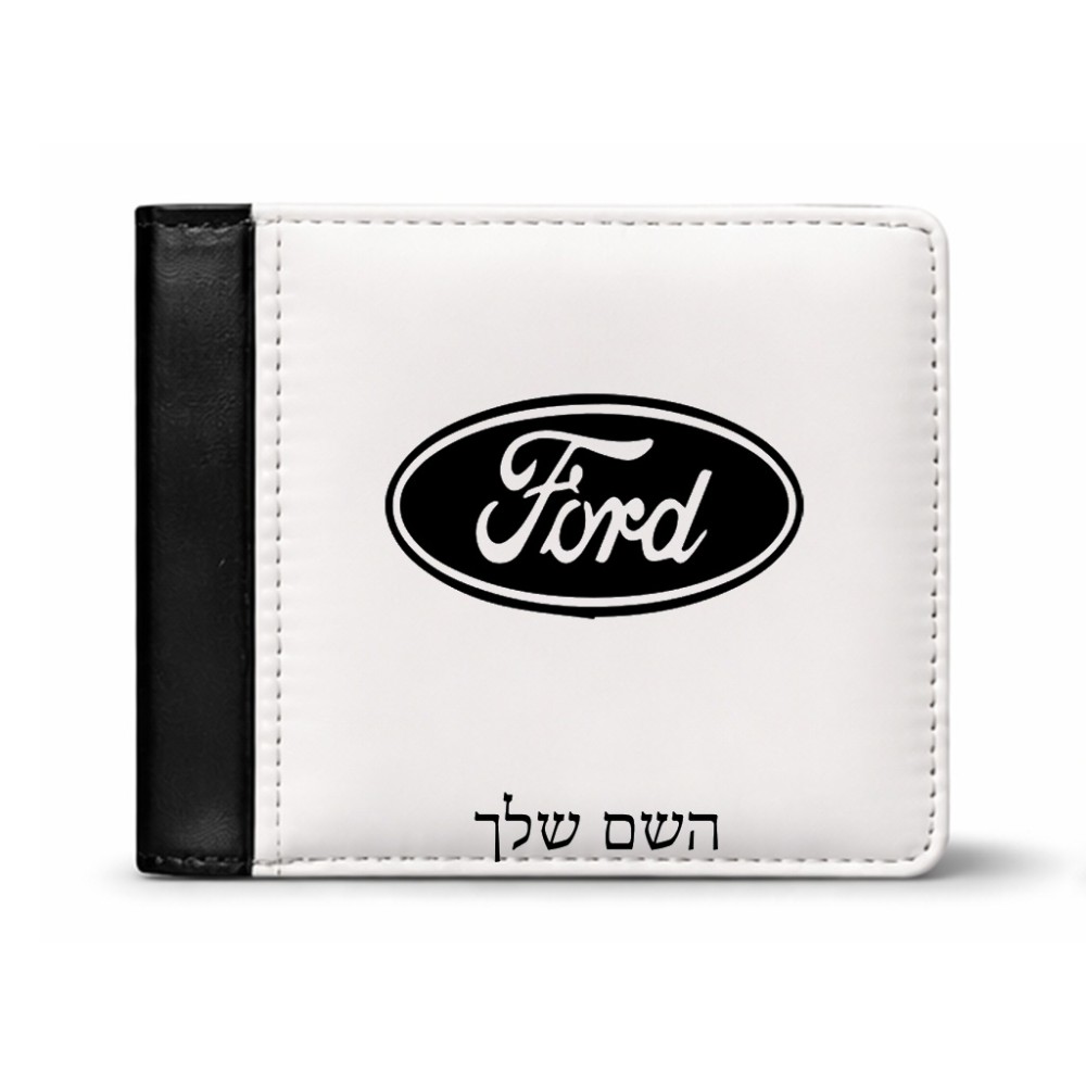 ארנק עור שחור בעיצוב אישי עם השם שלך בעיצוב לחצות מידות הארנק 9.5 × 11 ס"מ