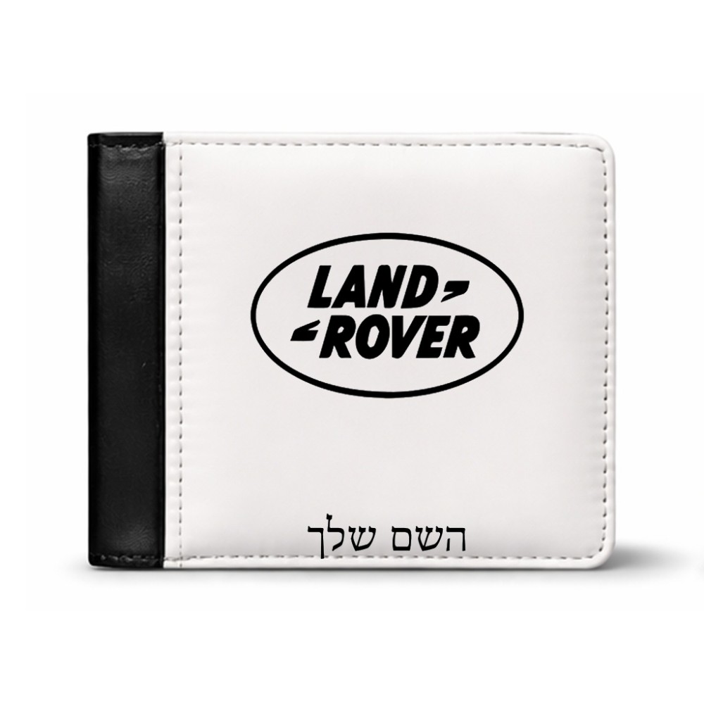 ארנק עור שחור בעיצוב אישי עם השם שלך בעיצוב לנד רובר מידות הארנק 9.5 × 11 ס"מ