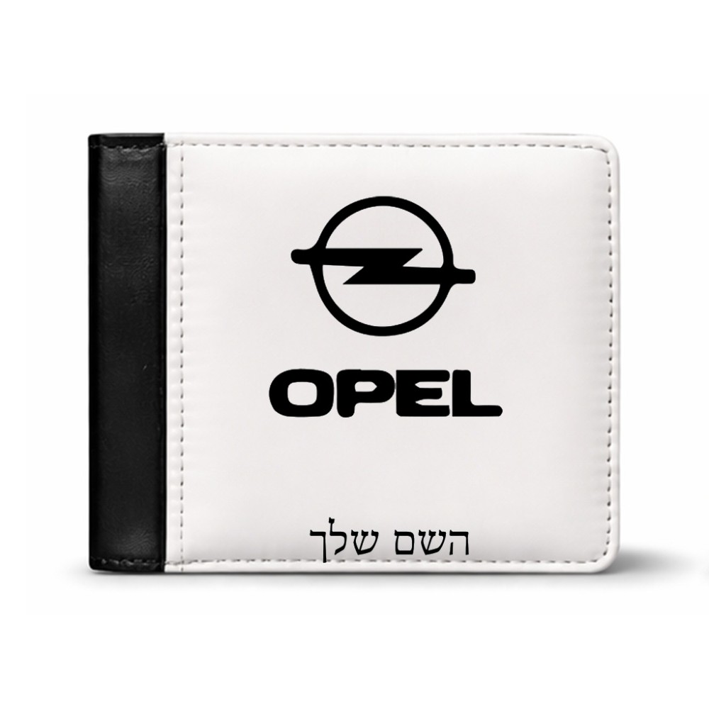 ארנק עור שחור בעיצוב אישי עם השם שלך בעיצוב אופל מידות הארנק 9.5 × 11 ס"מ