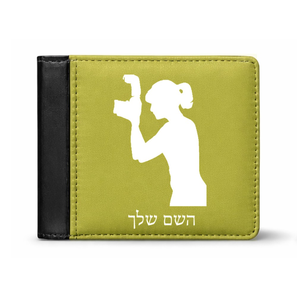 ארנק עור שחור בעיצוב אישי עם השם שלך בעיצוב צלמת - אישה מידות הארנק 9.5 × 11 ס"מ