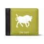 ארנק עור שחור בעיצוב אישי עם השם שלך בעיצוב מזלות - שור מידות הארנק 9.5 × 11 ס"מ