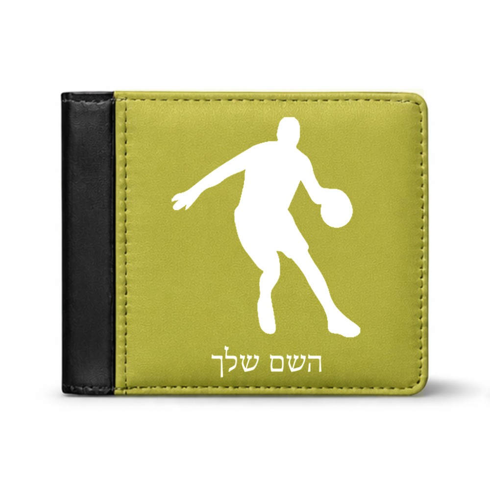 ארנק עור שחור בעיצוב אישי עם השם שלך בעיצוב שחקן כדורסל מידות הארנק 9.5 × 11 ס"מ