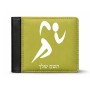ארנק עור שחור בעיצוב אישי עם השם שלך בעיצוב רצים אולימפיים מידות הארנק 9.5 × 11 ס"מ