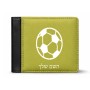 ארנק עור שחור בעיצוב אישי עם השם שלך בעיצוב כדורגל כדור כדורגל מידות הארנק 9.5 × 11 ס"מ