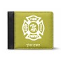 ארנק עור שחור בעיצוב אישי עם השם שלך בעיצוב כבאי - תגית מידות הארנק 9.5 × 11 ס"מ