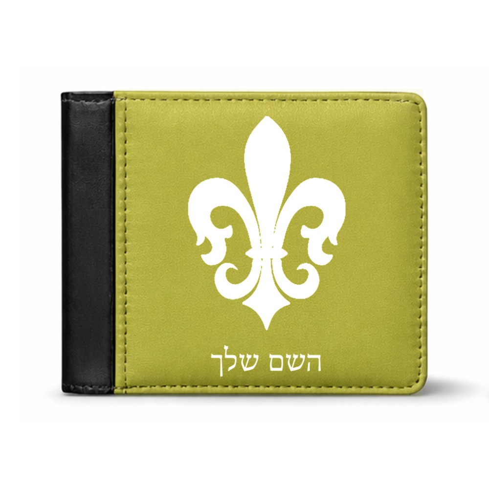ארנק עור שחור בעיצוב אישי עם השם שלך בעיצוב פרחי פרחים - צרפת מידות הארנק 9.5 × 11 ס"מ