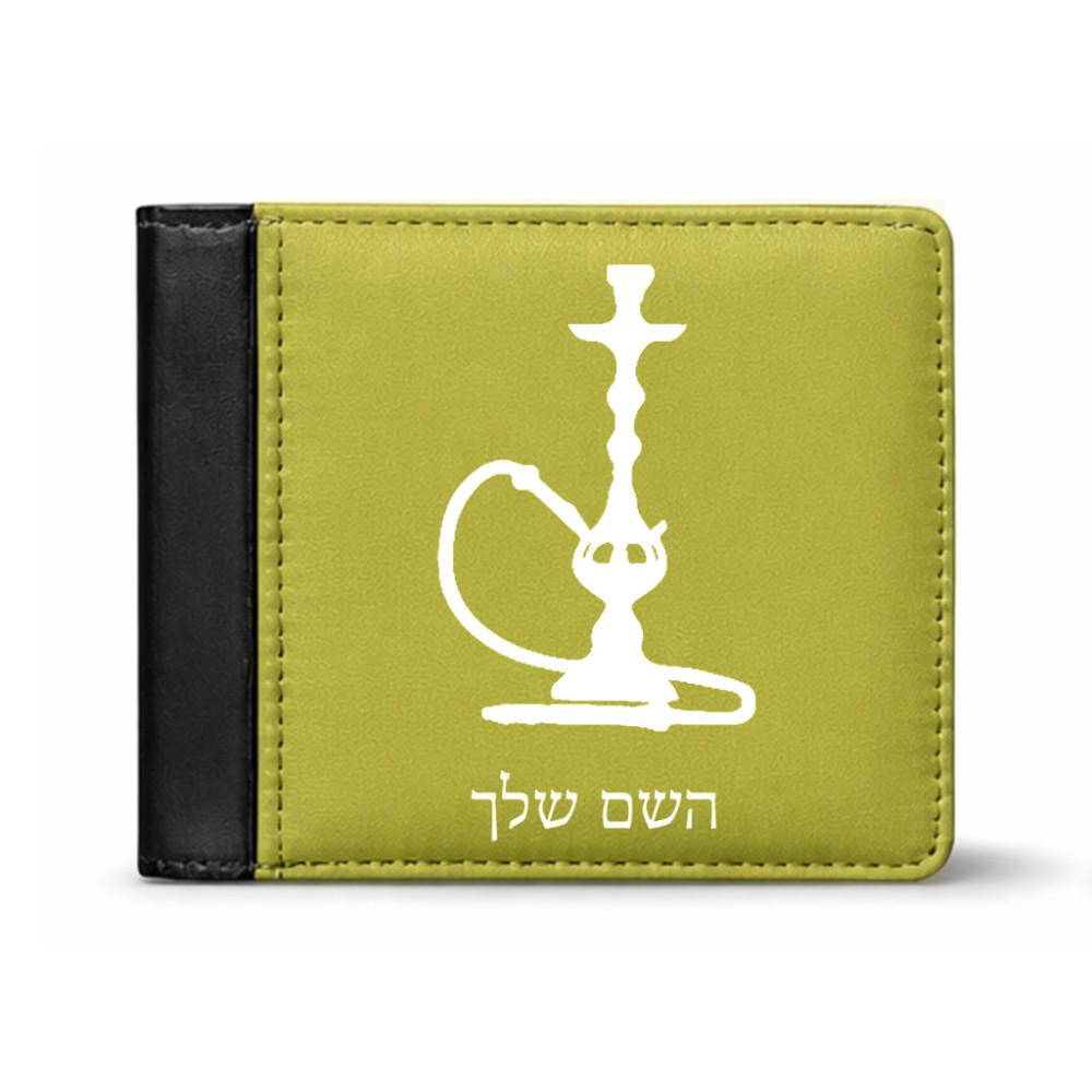 ארנק עור שחור בעיצוב אישי עם השם שלך בעיצוב נרגילה מידות הארנק 9.5 × 11 ס"מ