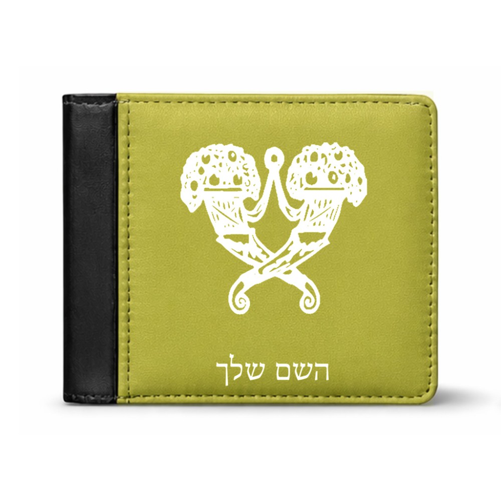 ארנק עור שחור בעיצוב אישי עם השם שלך בעיצוב פרחי קרן מידות הארנק 9.5 × 11 ס"מ