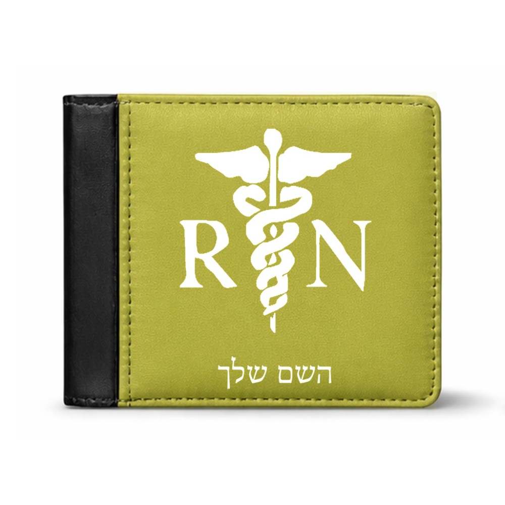 ארנק עור שחור בעיצוב אישי עם השם שלך בעיצוב אחות מוסמכת מידות הארנק 9.5 × 11 ס"מ