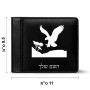 ארנק עור שחור בעיצוב אישי עם השם שלך בעיצוב נשר אמריקאי מידות הארנק 9.5 × 11 ס"מ